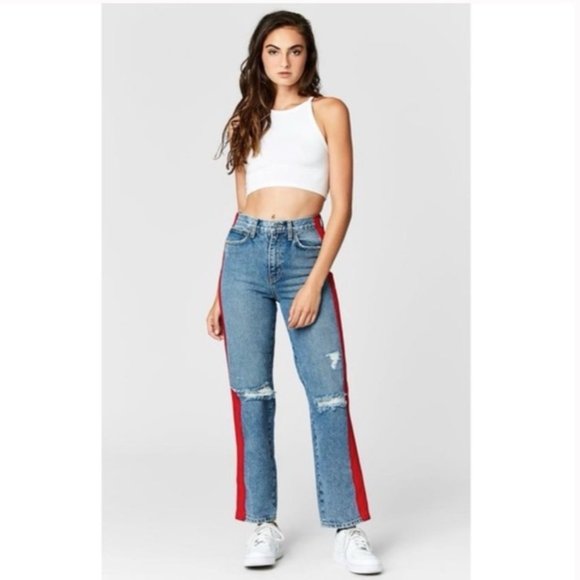 Carmar Los Angeles Ursula Taylor High Rise Red Twill Trim Straight Jeans 25 - Picture 13 of 13